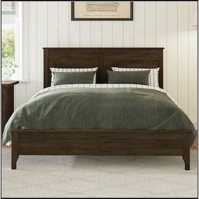 Solid Wood Platform Bed with Sturdy Wooden Slats Support