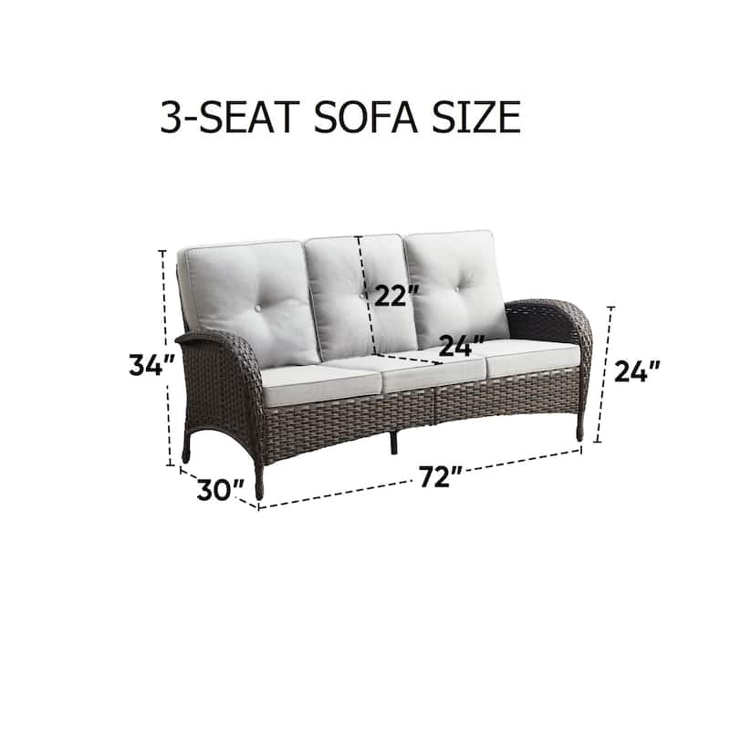 Gymojoy 3-Seat Patio Wicker Sofa High Back Sofa