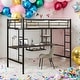 preview thumbnail 1 of 7, Modern Full Size Loft Bed With Desk And Shelf,Space Saving Design Guard Rails&Double Ladder Black