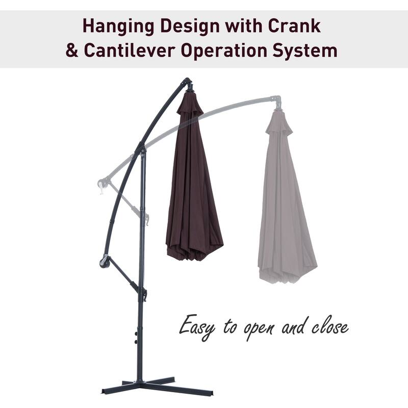 Outsunny 10' Cantilever Hanging Tilt Offset Patio Umbrella (Weight Not Included)