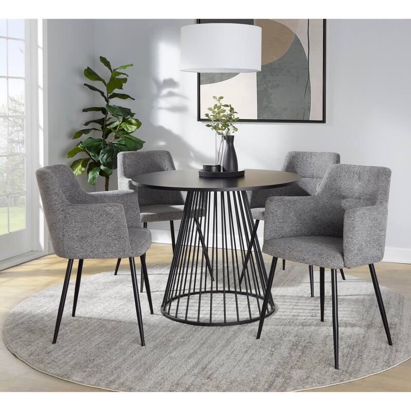 Silver Orchid Canary Pugo Round Dining Table with Pedestal Base