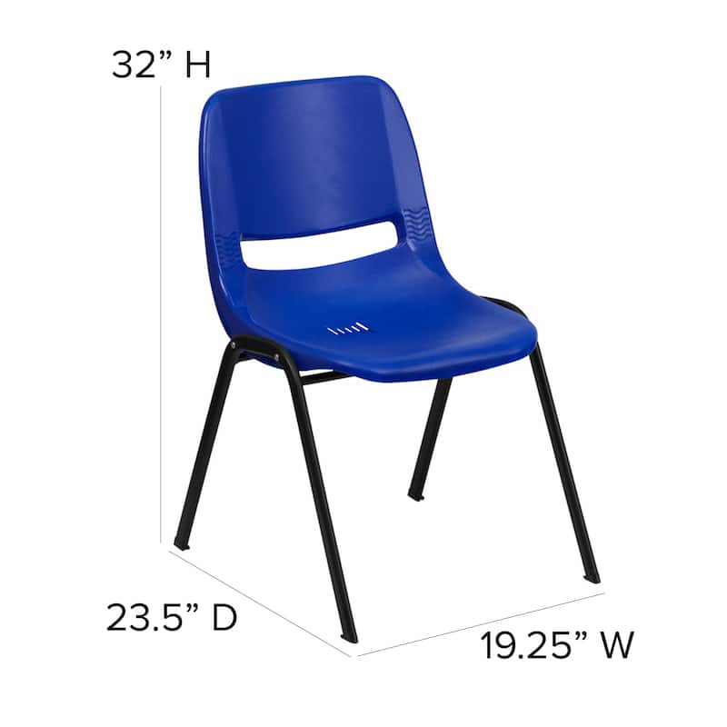 5 Pack 880 lb. Capacity Ergonomic Shell Stack Chair with Metal Frame - 23.5"D x 19.25"W x 32"H