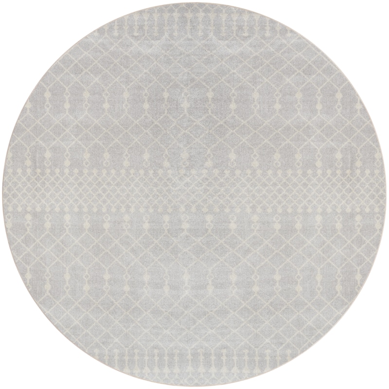 Nourison Astra Machine Washable Moroccan Area Rug - 5'3" x Round - Grey - Round