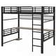 preview thumbnail 4 of 11, Full Size Gaming Loft Bed with Bulit-in Desk and LED Light, Metal Loft Bedframe with Storage Shelf and Ladder for Kids