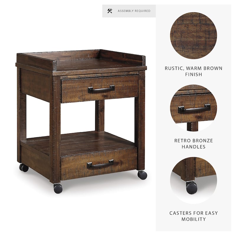 Baldridge Rustic Brown Casual Printer Stand