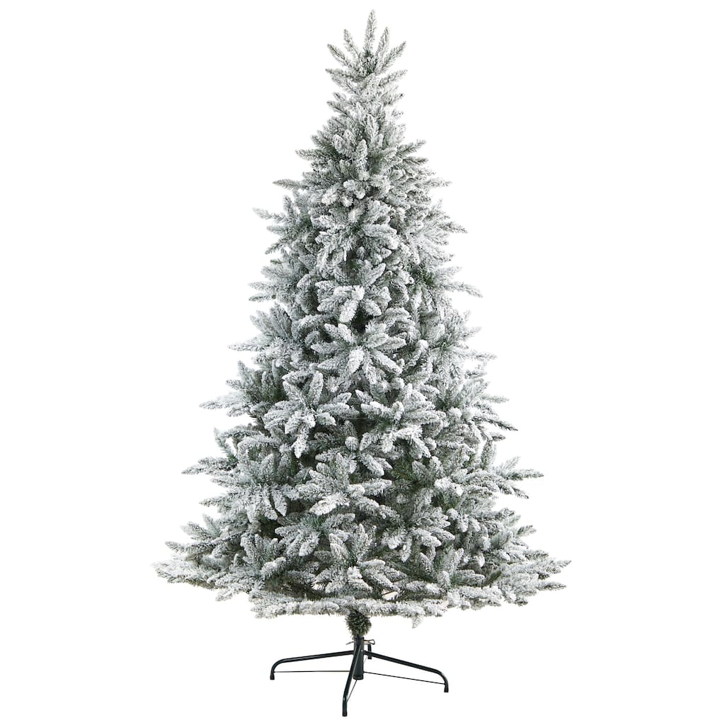 8' Flocked West Virginia Spruce Artificial Christmas Tree with 1856 Bendable Branches