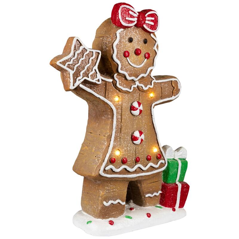 Lighted Gingerbread Cookie Girl Christmas Decoration - 14.5"