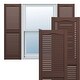 Mid-America Vinyl Cathedral Top Shutters, 14.5"W X 36"H, Open Louver With Installation Hardware - Storm Cloud