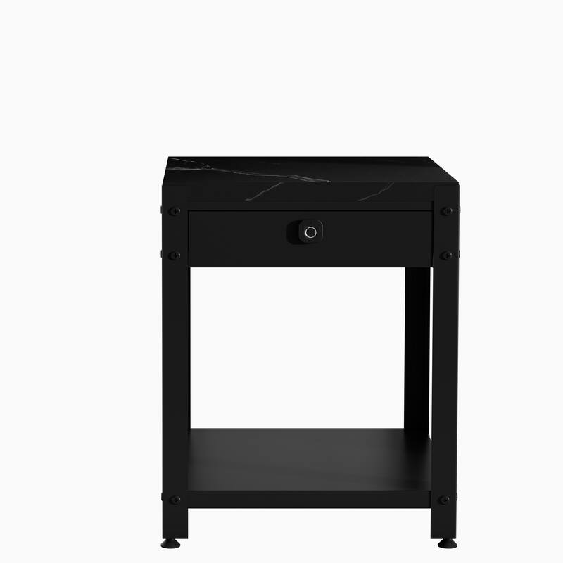 Square double-layer coffee table with hidden compartment and fingerprint lock - Living room dining table, suitable