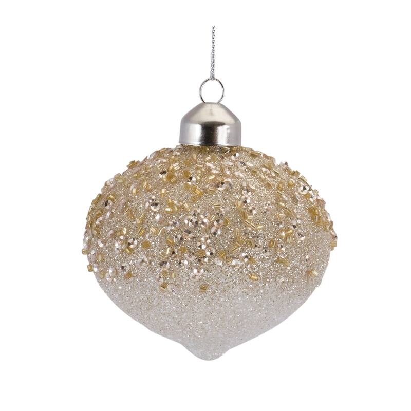 Club Pack of 12 Beaded Ombre Glass Christmas Ornaments 4"