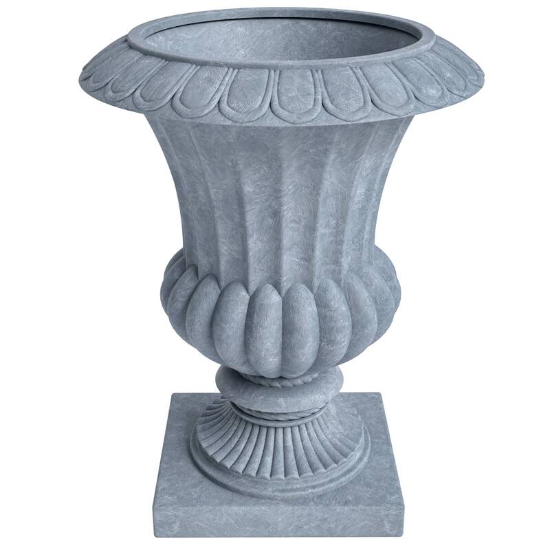 Lotus Elegant Urn Planter Pot in Fiberstone and MgO Clay with Drainage Holes for Indoor Outdoor Home Office Yard Patio Decor
