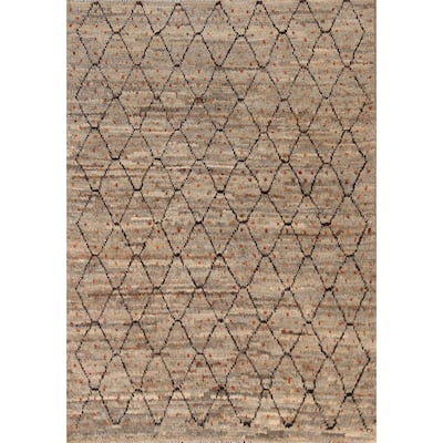 All-Over Trellis Moroccan Oriental Rug Handmade Wool Carpet - 4'3" x 5'8"