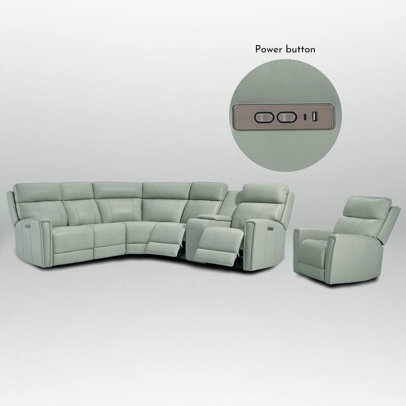 104" W 6 Seater Genuine Leather Power Sectional Sofa and Recliner Set with Dual Power, Zero Gravity, 1 Power Armlesschair