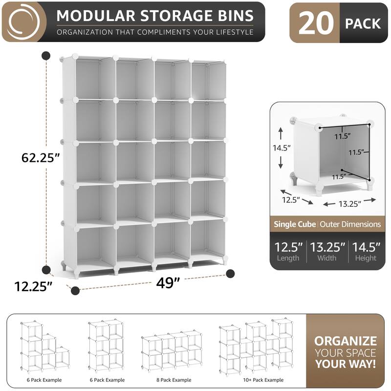 Sorbus Cube Storage Organizer – Waterproof Cubby Shelf for Closet, Toys, Books, Shoes, Décor – Space-Saving Bookshelf