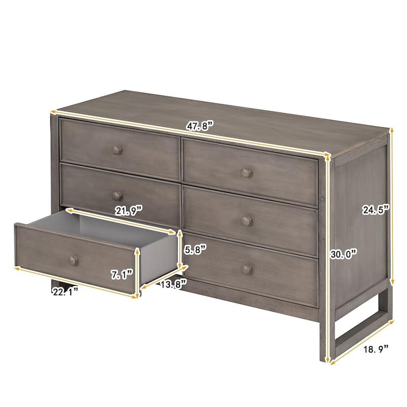 47.8" L Rustic Wooden Dresser Chest of Drawers for Bedroom