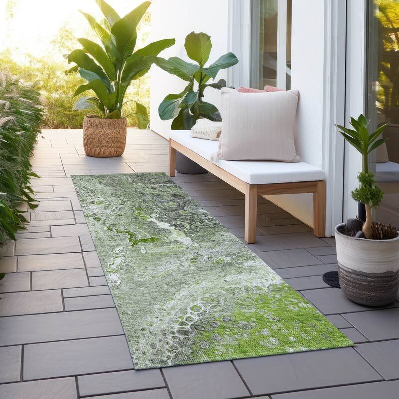 Machine Washable Indoor/ Outdoor Chantille Modern Abstract Rug