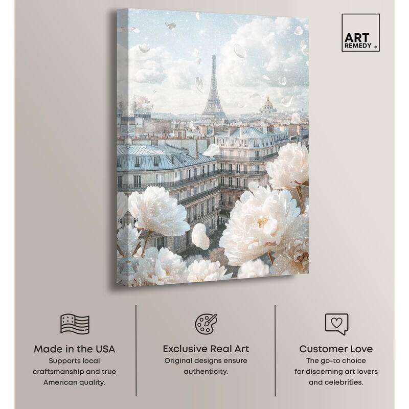 Peonies Over Paris Canvas by Art Remedy, Gallery Wrapped