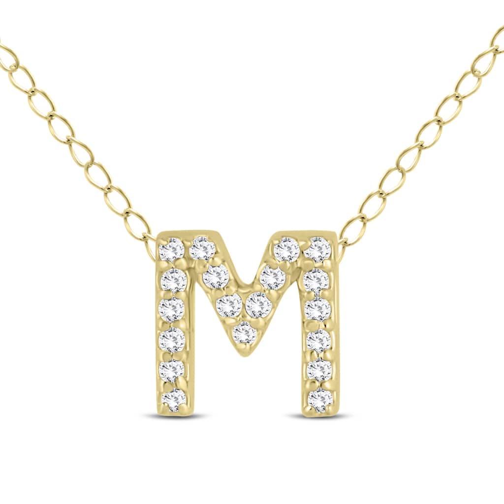 Marquee 1/6 Carat TW M Initial Diamond Pendant in 10K Yellow Gold
