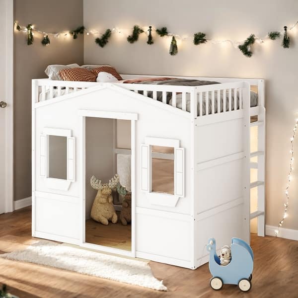 slide 2 of 32, Modern Twin Size House Loft Bed With Ladder and Guaranteed, Health and Comfort, Sturdy Construction & Unique Design