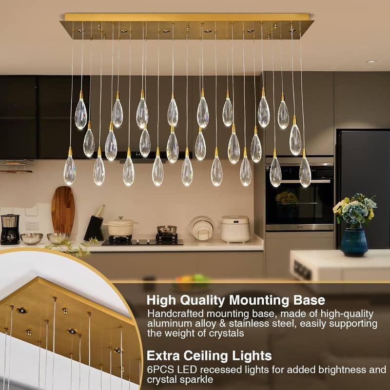 KAYLA 45in Long Crystal Chandelier 43-Lights Gold Large Spiral Staircase Chandeliers