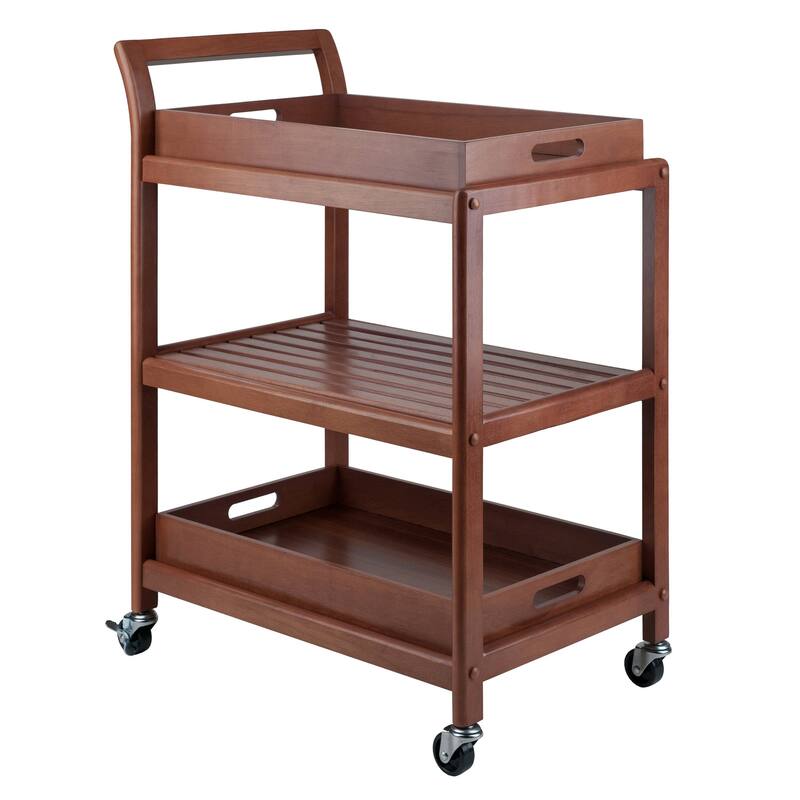 Albert 3-Tier Entertainment Cart, Walnut - 24.8 x 15.98 x 33.27 inches
