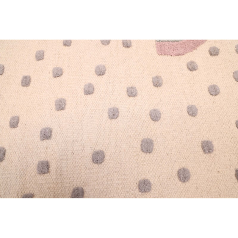 ECARPETGALLERY Flat-Weave Nevada Cream Wool Kilim - 4'0 x 5'9