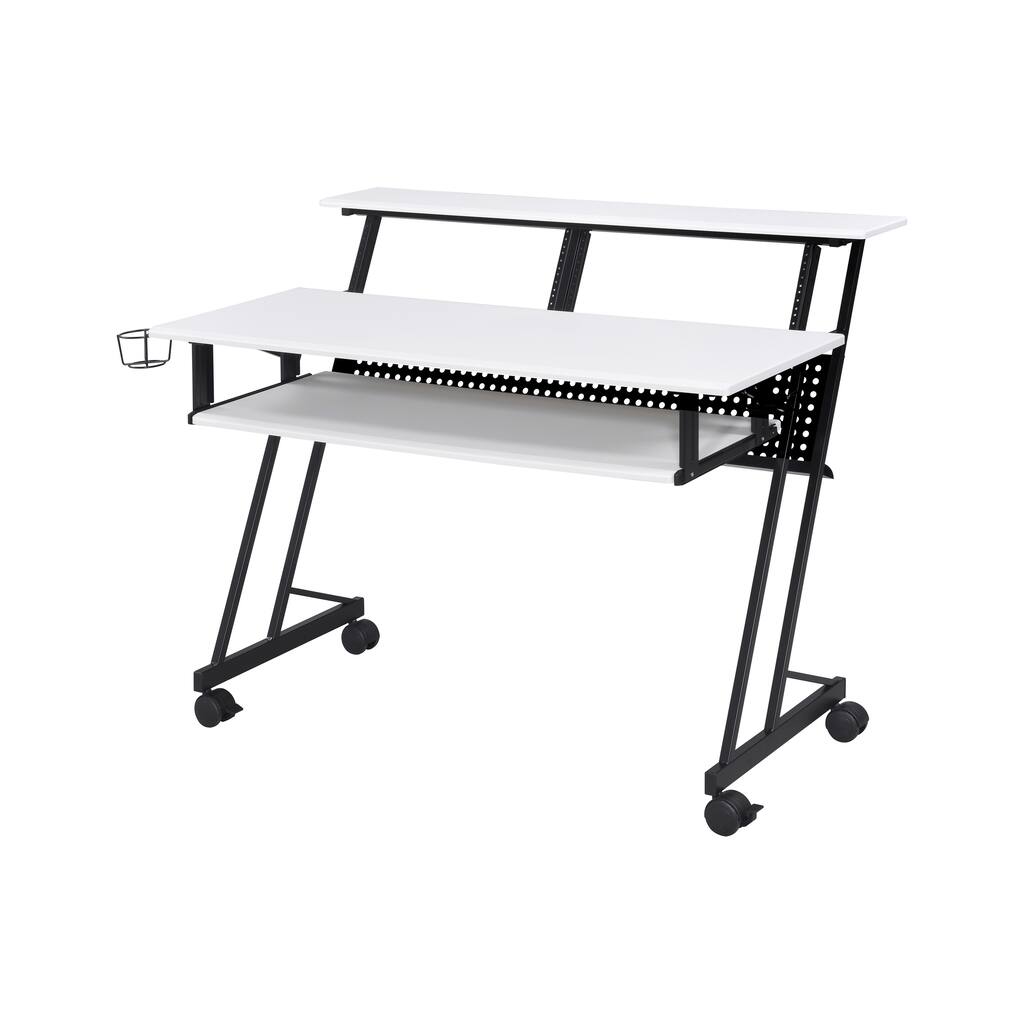ACME Suitor Music Recording Studio Desk in White and Black