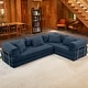 preview thumbnail 91 of 179, Jaxx Unsofa Modular Convertible Sectional Sofa with Fold Out King Sleeper Bed L-Shaped Sectional. - Corduroy Indigo Blue