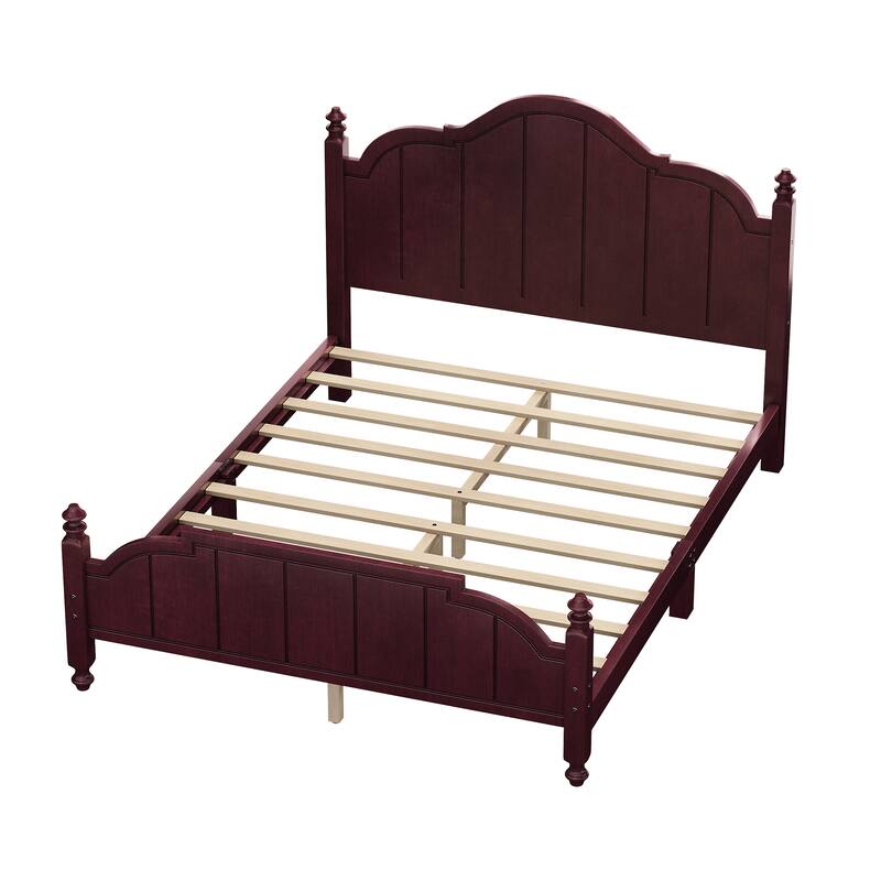 Bed Frame Queen Size with Headboard, Vintage Queen Bed Frame with Slats Support, Wooden Platform Queen Bed