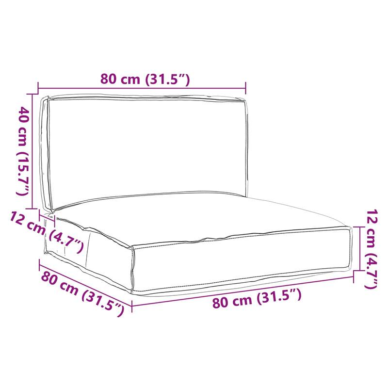 vidaXL Pallet Cushion Set 2 pcs Oxford Fabric - 31.50 x 31.50 x 20.47 in