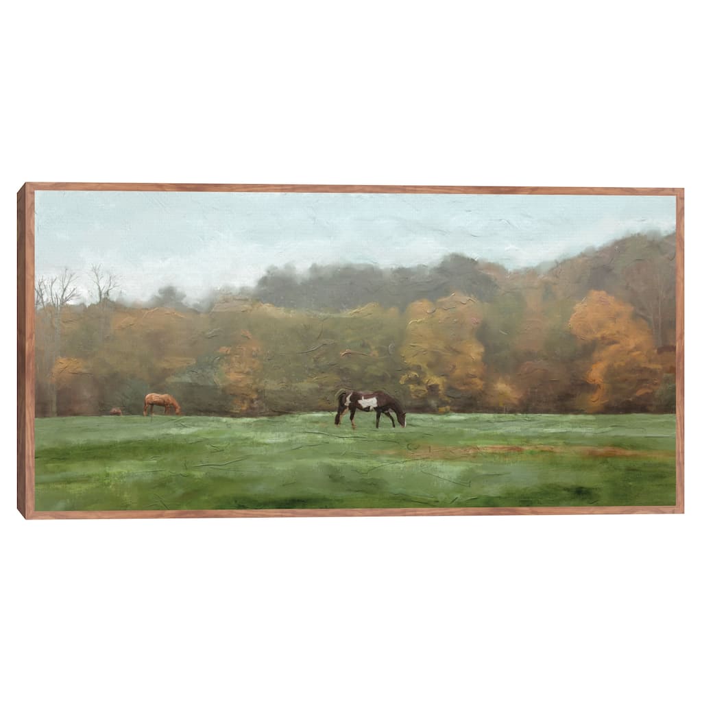 Masterpiece Art Gallery | Autumn Grazers by Studio Arts - Color Taupe Frame Wall Art - Size 24x48