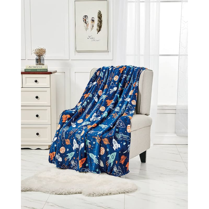 Out of This World Plush Fleece Throw Blanket (50" x 60") - Space Adventure