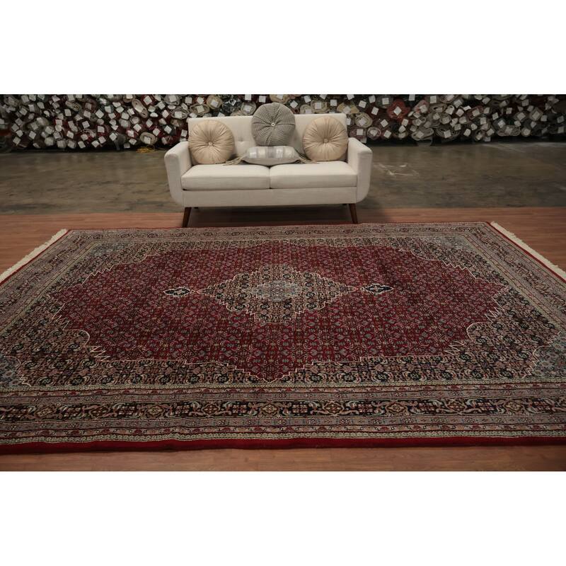 Hand Knotted Oriental 100% Wool Carpet Traditional Medallion Red Bidjar Area Rug - 11' 5'' X 8' 4''