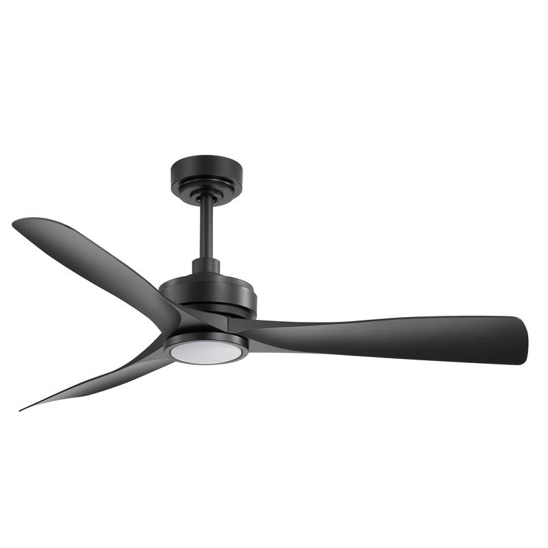 52-inch Black Waterproof Outdoor Ceiling Fan with Light Remote(3-Blade)