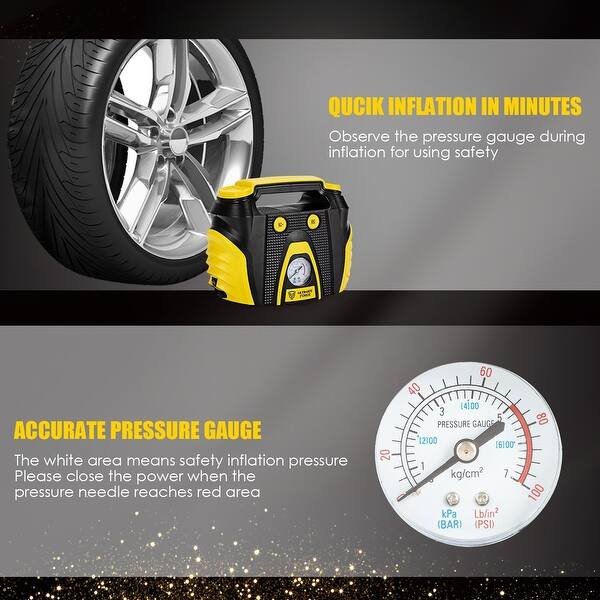 Portable Air Compressor Tire Inflator AC/DC Electric Pump 3 Nozzle Adaptor Tool Portable Air Compressor Tire Inflator AC/DC Electric Pump 3 Nozzle Adaptor Tool