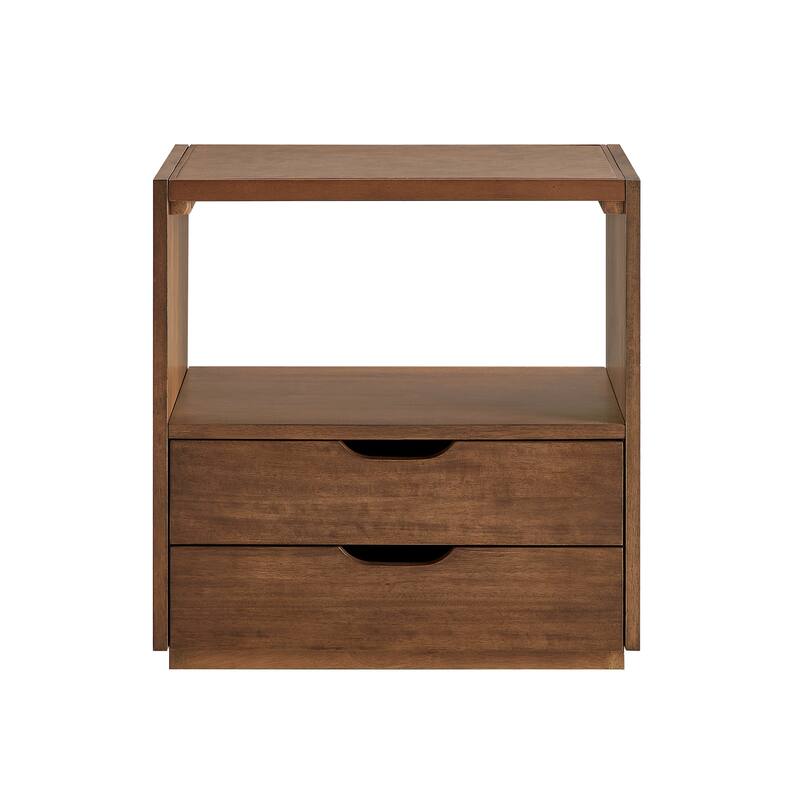 Bower Home Leather Top 2-Drawer End Table Night Stand
