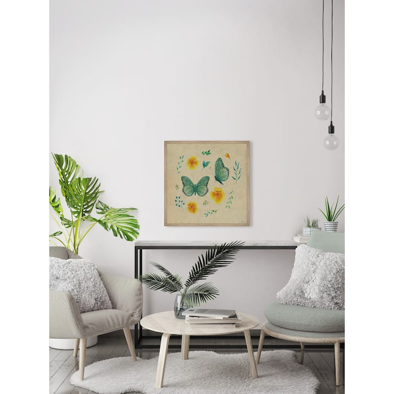 Flowers and Butterfly Framed Print