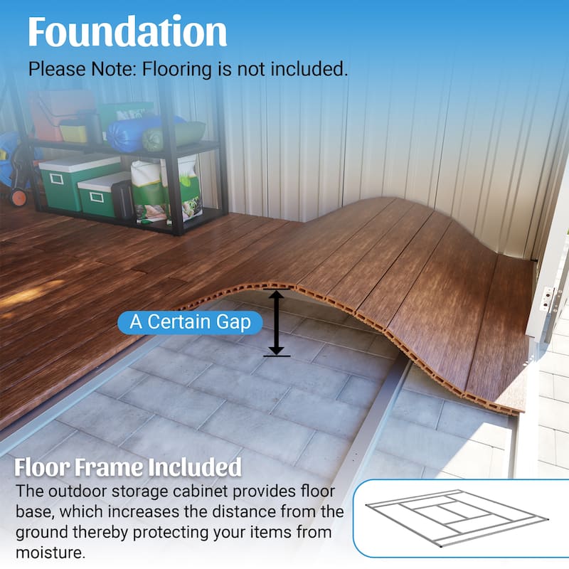 GDFStudio - Large Heavy Duty Rust-Resistant Metal Tool Shed Storage with Floor Frame & Lockable Doors for Easy Access