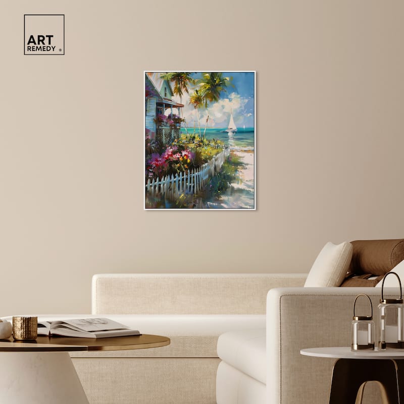 Art Remedy Local Beach House Framed Colorful Coastal 1 Piece Canvas Wall Art