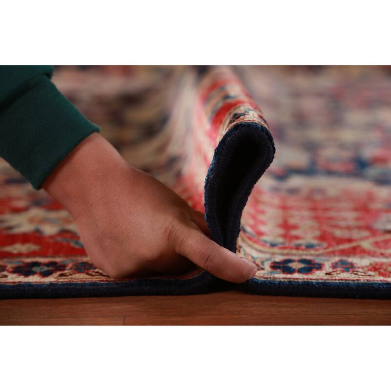Vegetable Dye Navy Blue Heriz Serapi Oriental Rug Handmade Wool Carpet - 8'4"x 9'10"
