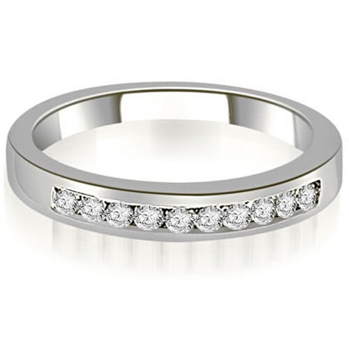 0.25 cttw. 14K White Gold Channel Set Round Cut Diamond Wedding Anniversary Band HI,SI1-2