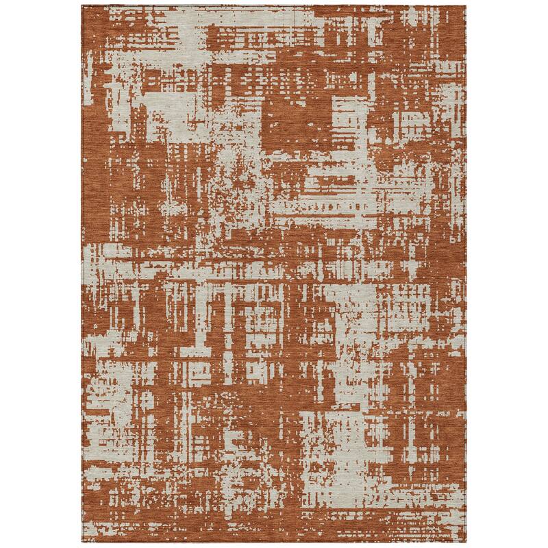 Machine Washable Indoor/ Outdoor Chantille Solid Abstract Rug