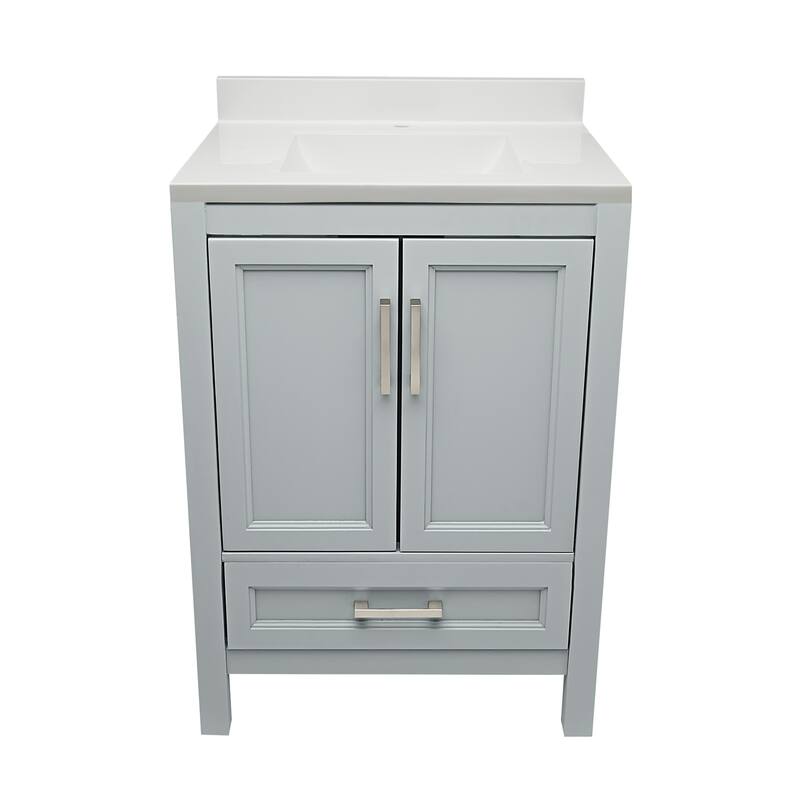 Nevado 25 in. W x 19 in. D x 36 in. H Bath Vanity in with White Cultured Marble Top Single Hole - Grey - Backsplash