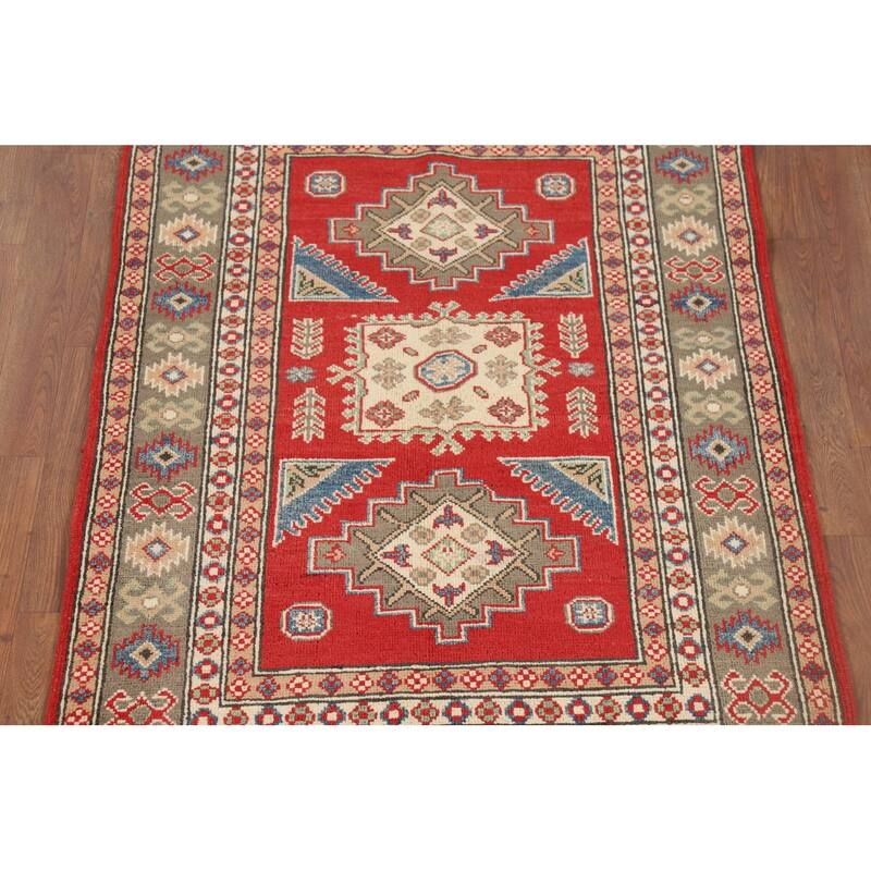 Kazak Foyer Rug Handmade Entryway Wool Carpet - 3'5" x 4'8"