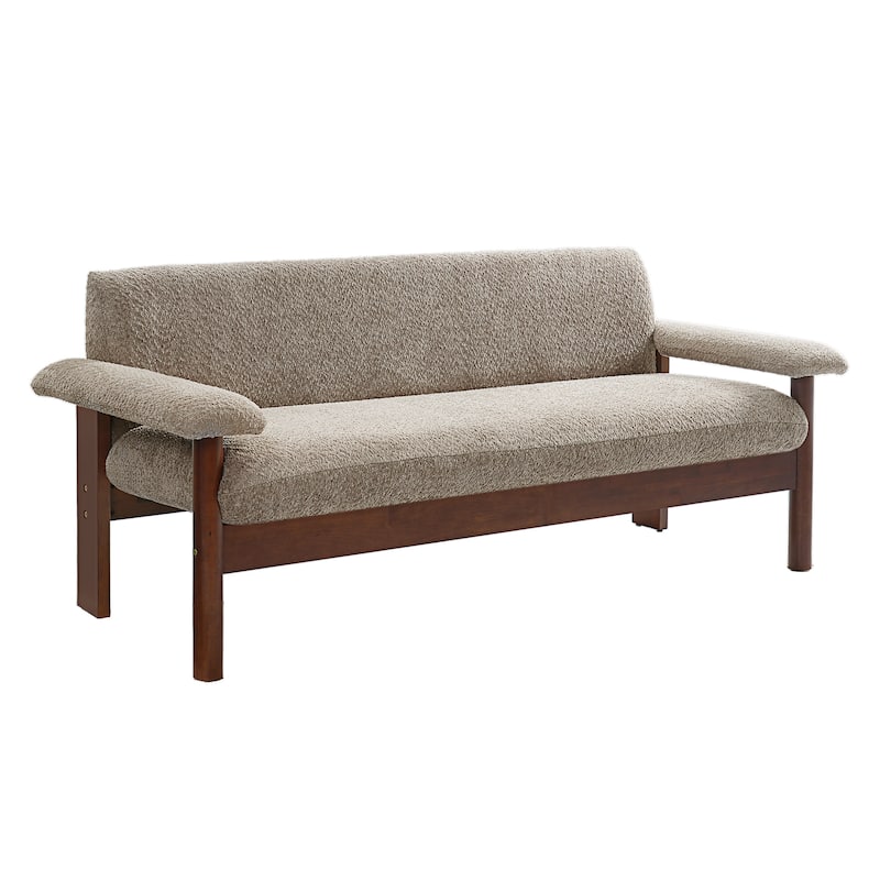 Roomfitters Modern Berber Fleece Loveseat Sofa with Armrest Pillows, 2-Seater Couch