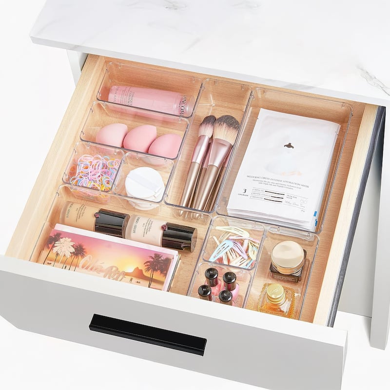 Cheer Collection 25 Piece Clear Plastic Drawer Organizer Set - 25 pcs