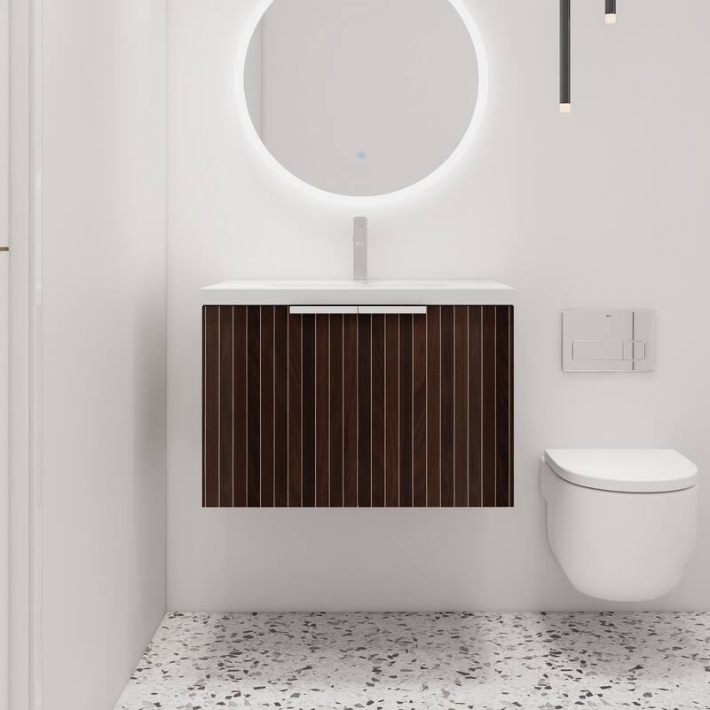 Malwee 24"/30"/36"/48" Bathroom Vanity with Sink, Floating Bathroom Vanity with Soft Close Door - 29.5"×18.1"×20.5"