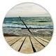 preview thumbnail 7 of 8, Designart 'Wooden Pier in Waving Sea' Oversized Coastal Wall CLock