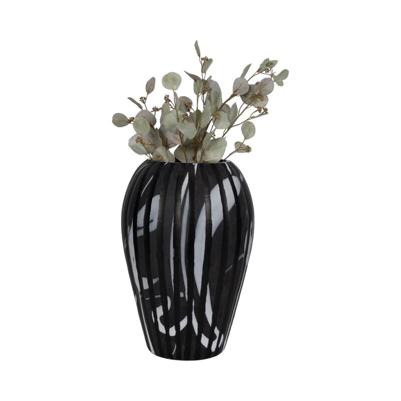 Glass Small Curved Tapered Decorative Vase - Black