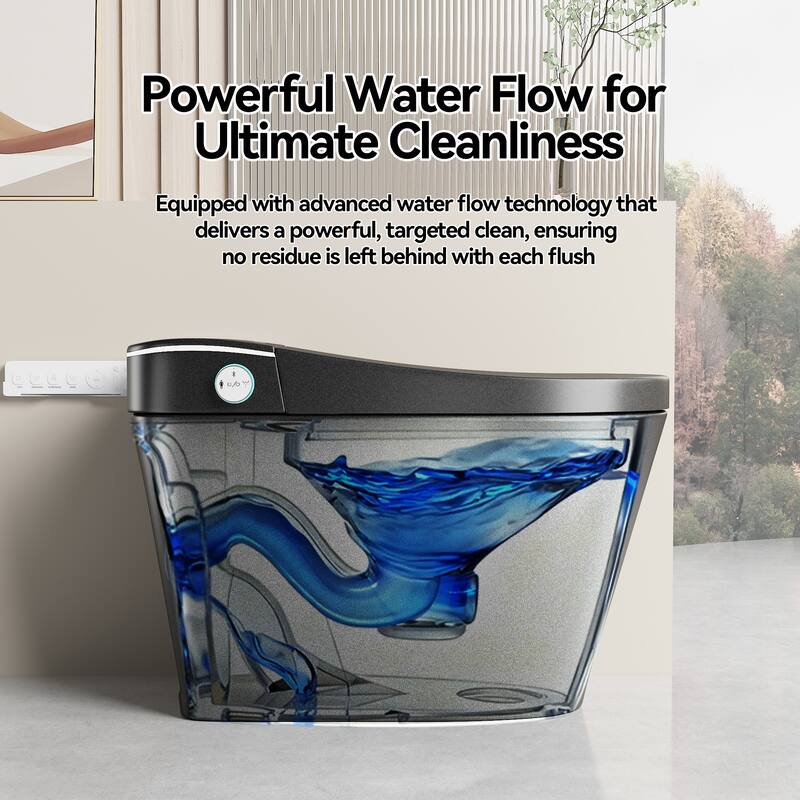 Smart One Piece Toilet with Built In Bidet. Auto Open Close Seat. Heated Seat. Warm Water. Dryer. Remote Control